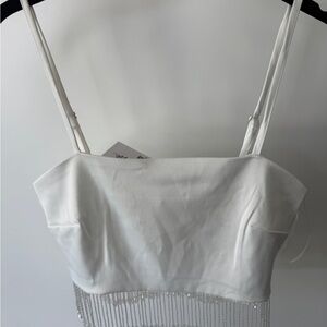 Twelfth Tribe Torrey White Satin Beaded Fringe Crop Top – BRAND NEW! ✨